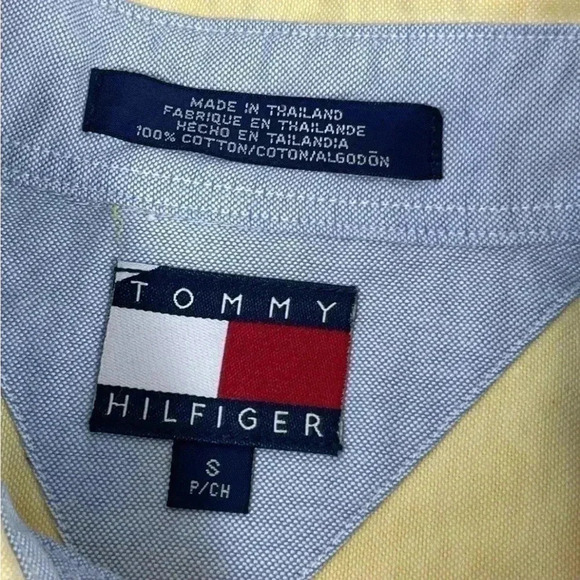Vintage Tommy Hilfiger Men’s Yellow Long Sleeve Button Down Shirt S relaxed fit - Picture 2 of 15